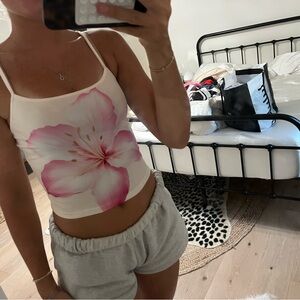 Princess Polly White and Pink Floral Tank Top